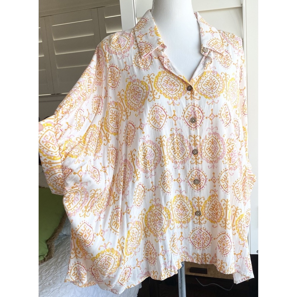 TALULAH Oversized Top‎ Womens S Lagenlook Shirt Boxy Boho Beachy Button Up - Picture 3 of 10